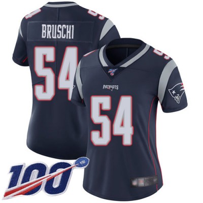 Nike New England Patriots #54 Tedy Bruschi Navy Blue Team Color Women's Stitched NFL 100th Season Vapor Limited Jersey